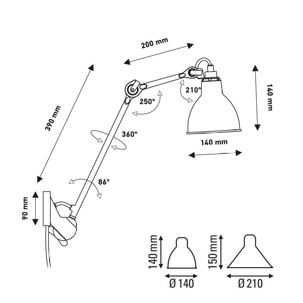 Lampe Gras N°222 Wall Light