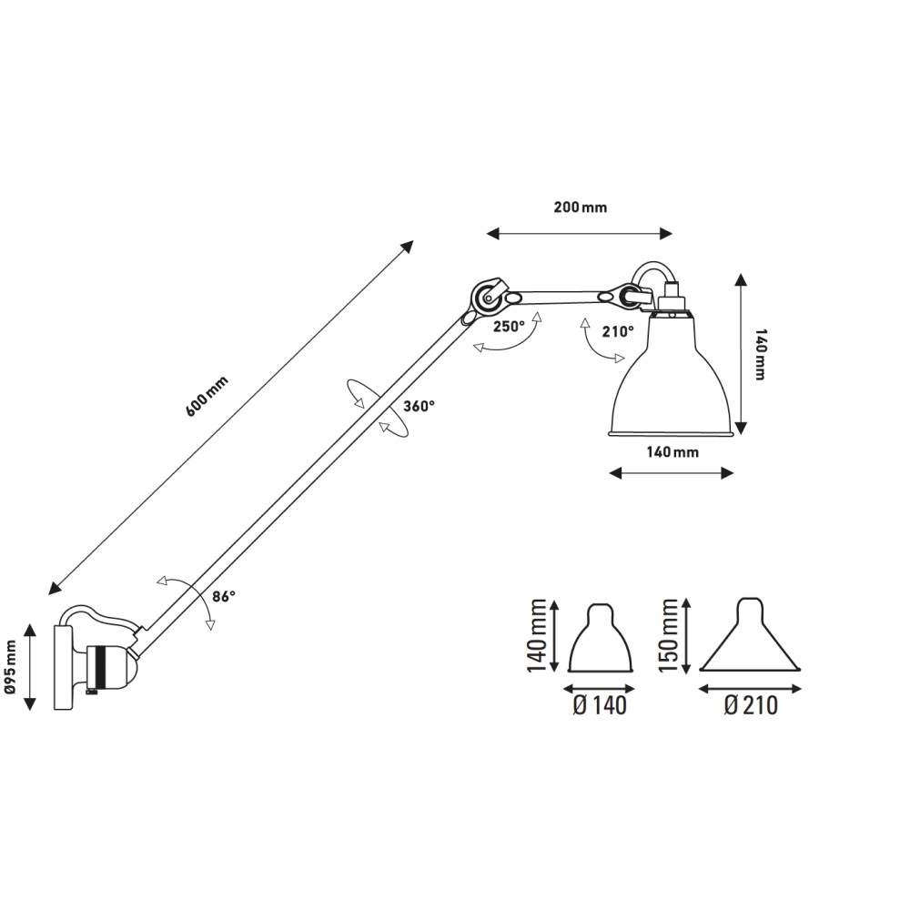 Lampe Gras N°304 L60 Wall Light