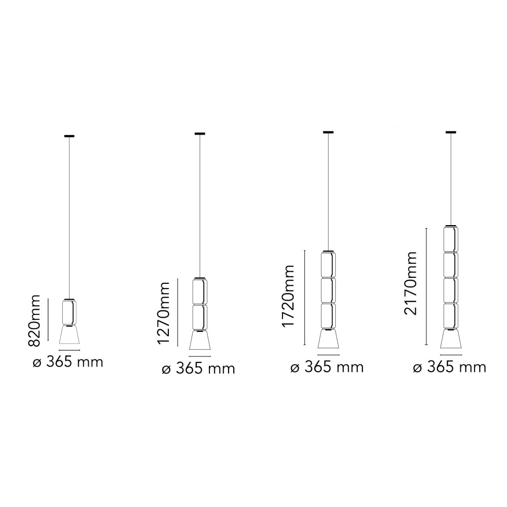 Noctambule Low Cylinders &amp; Cone Suspension Lamp