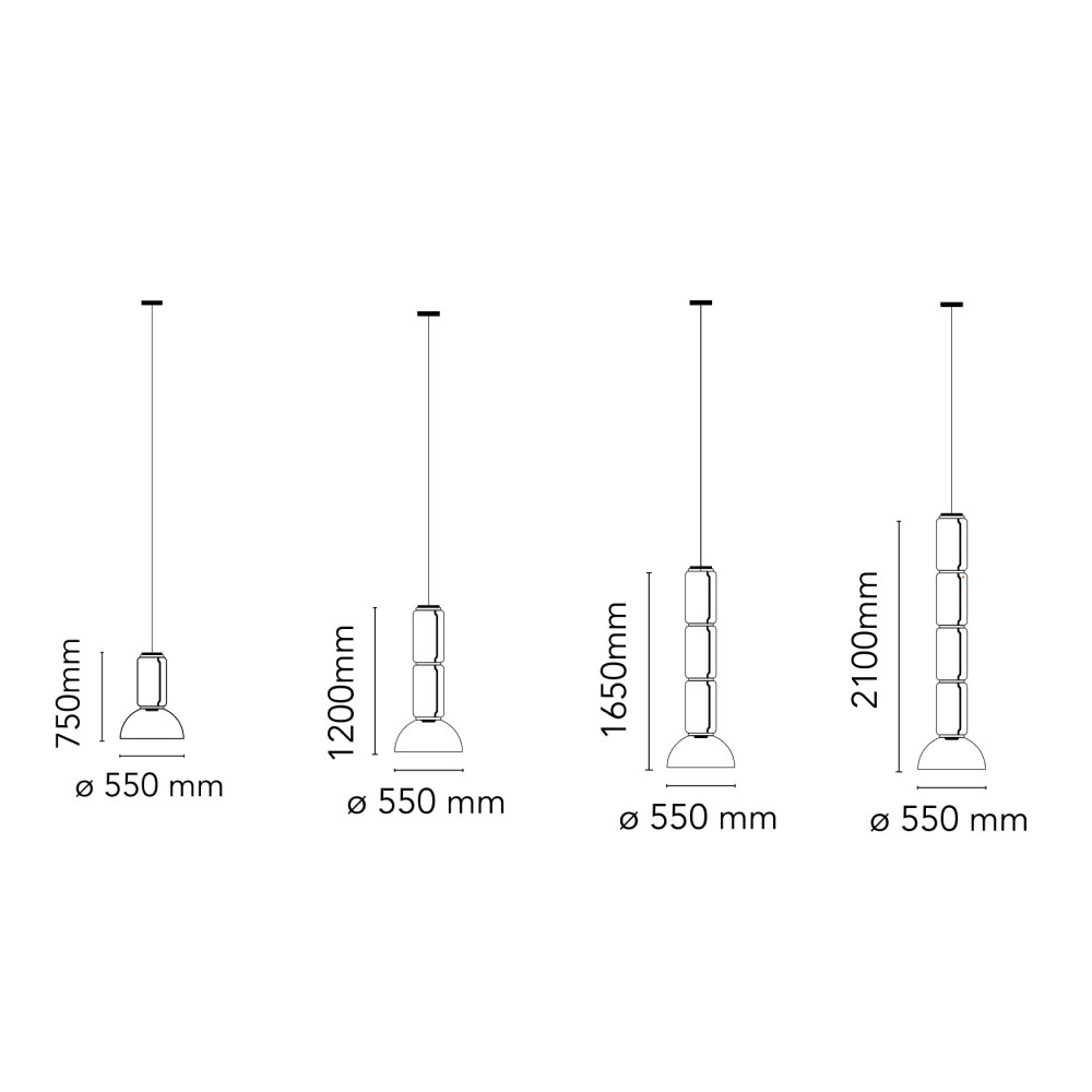 Noctambule Low Cylinders &amp; Bowl Suspension Lamp