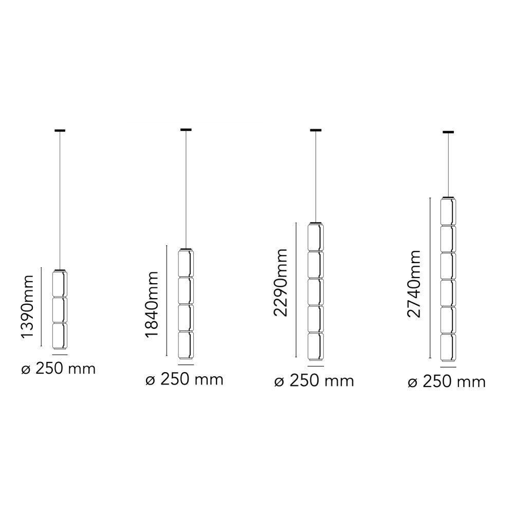 Noctambule Low Cylinders Suspension Lamp