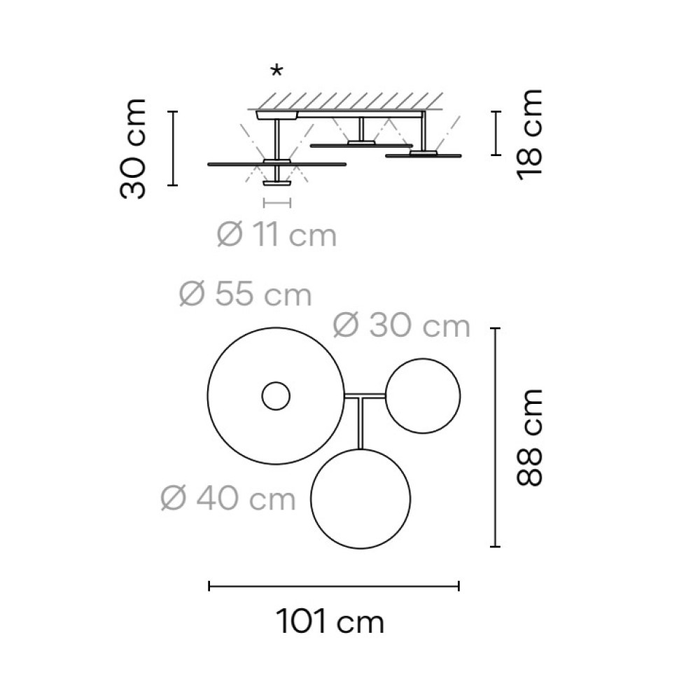 Flat, Deckenleuchten, White, 2700 K, Dali, 1-10V, Push