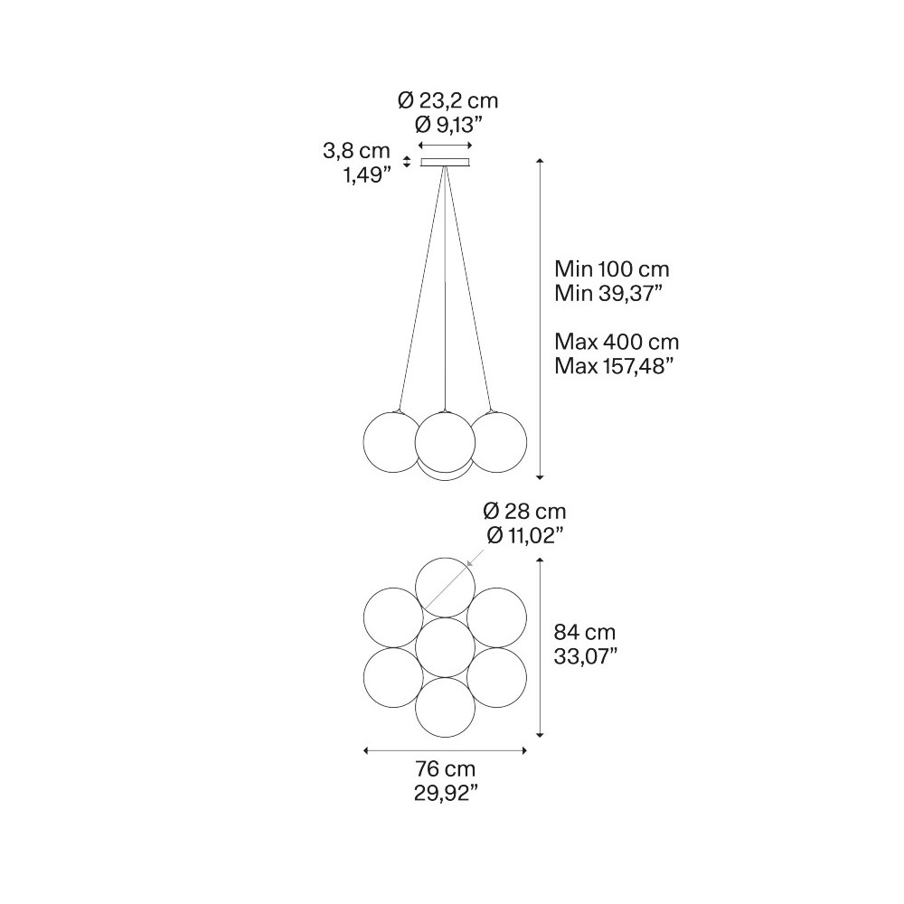 Random Cloud 7 Lights Ø28 Suspension Lamp