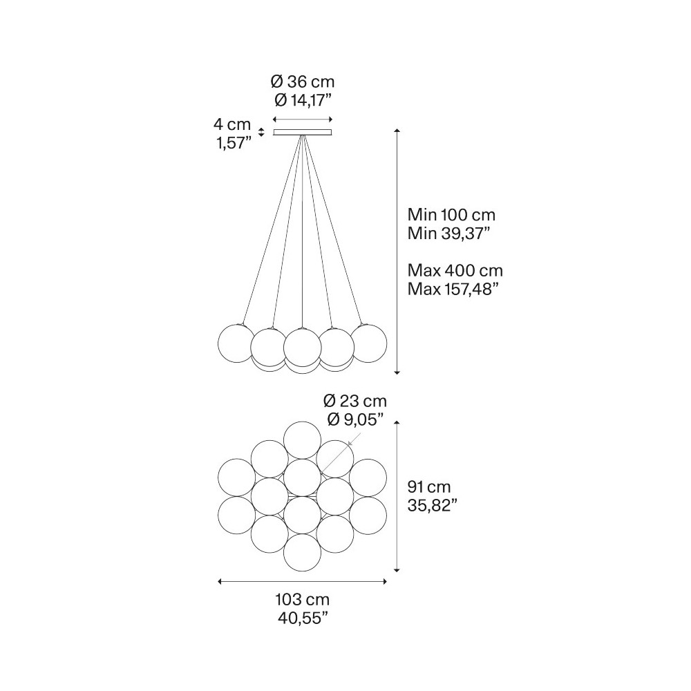 Random Cloud 14 Lights Ø23 Suspension Lamp