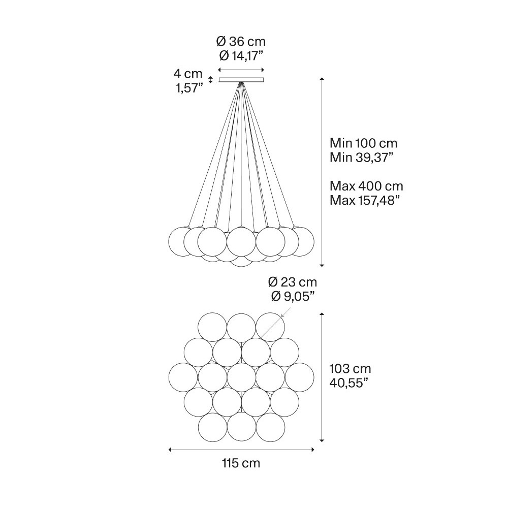 Random Cloud 19 Lights Ø23 Suspension Lamp