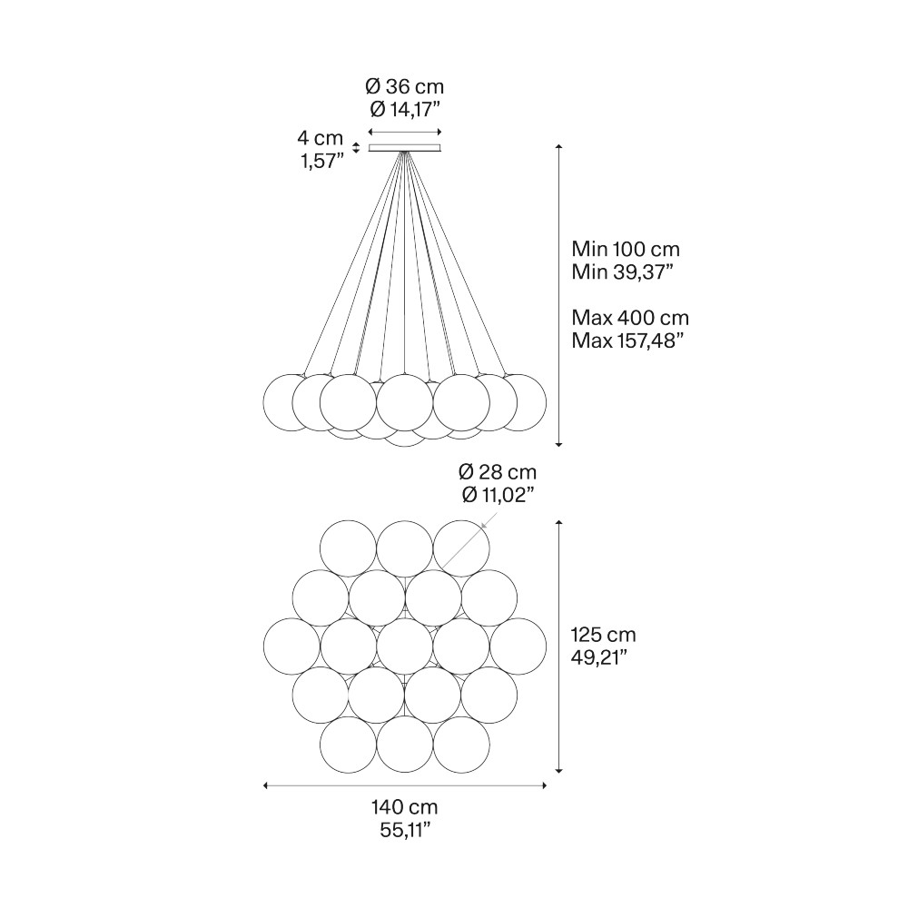 Random Cloud 19 Lights Ø28 Suspension Lamp