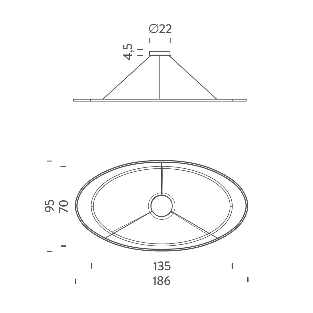 Ellisse Double Mega Suspension Lamp