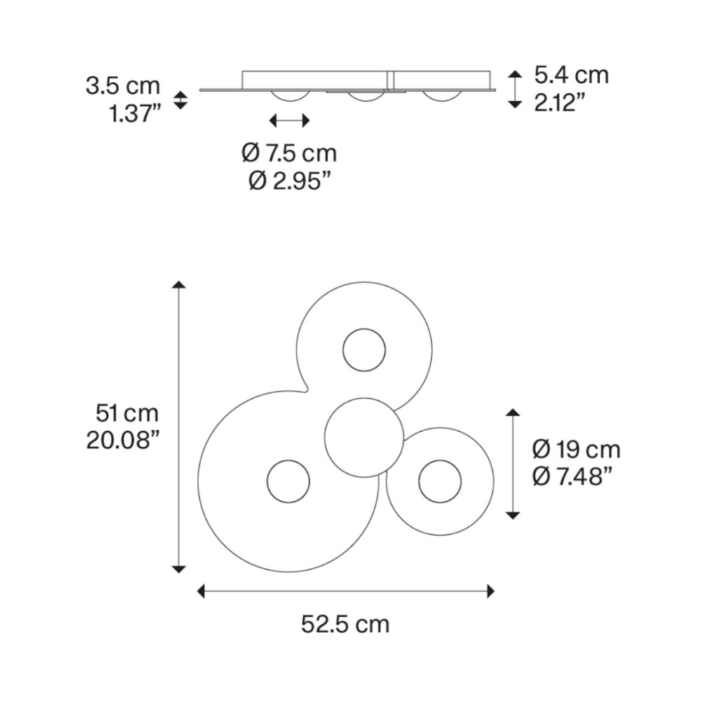 Bugia Triple Ceiling Light