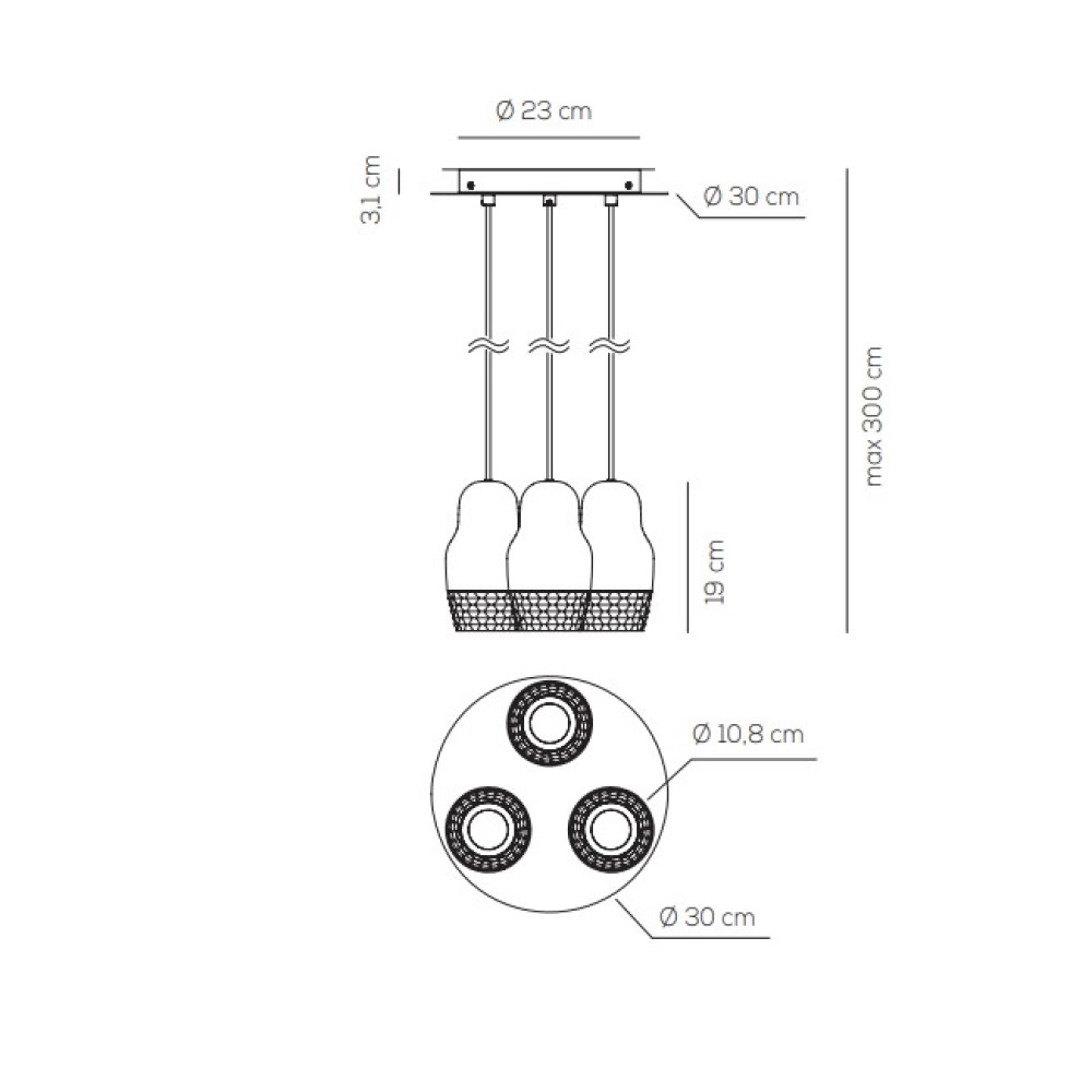 Fedora 3 Suspension Lamp