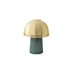 Raku Portable Table Lamp (Blue Green &amp; Brass)