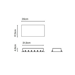 Rectangular Canopy 50W Black 9 Entry Points (CASAMBI)